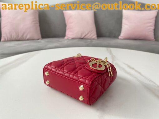 Replica Dior Lady Dior Micro Bag In Red Cannage Lambskin 7