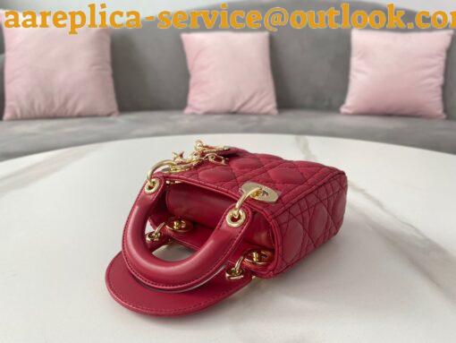 Replica Dior Lady Dior Micro Bag In Red Cannage Lambskin 8