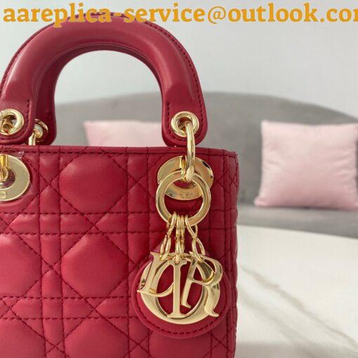 Replica Dior Lady Dior Micro Bag In Red Cannage Lambskin 9