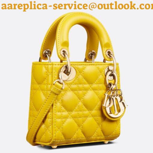 Replica Dior Lady Dior Micro Bag In Yellow Cannage Lambskin