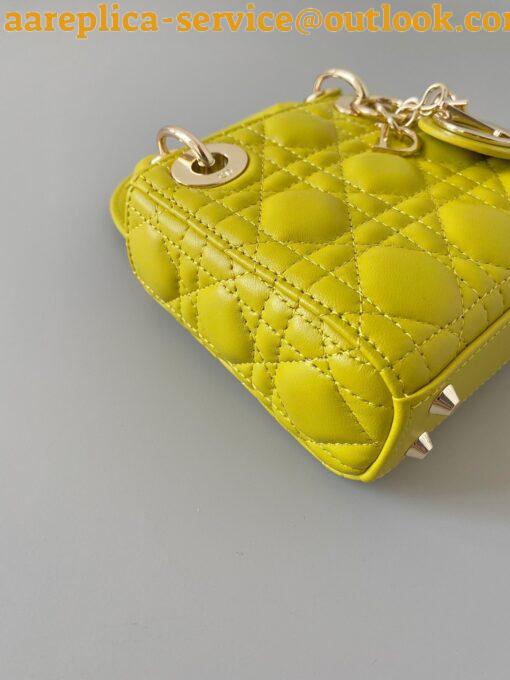 Replica Dior Lady Dior Micro Bag In Yellow Cannage Lambskin 3