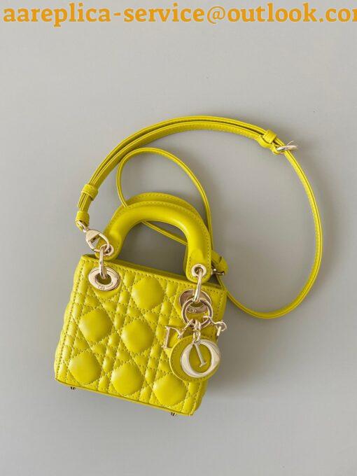 Replica Dior Lady Dior Micro Bag In Yellow Cannage Lambskin 5