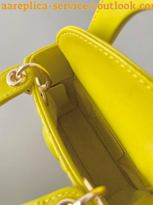 Replica Dior Lady Dior Micro Bag In Yellow Cannage Lambskin 7