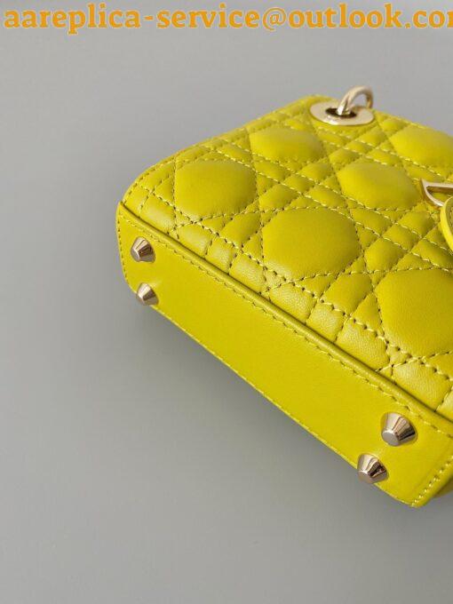 Replica Dior Lady Dior Micro Bag In Yellow Cannage Lambskin 8