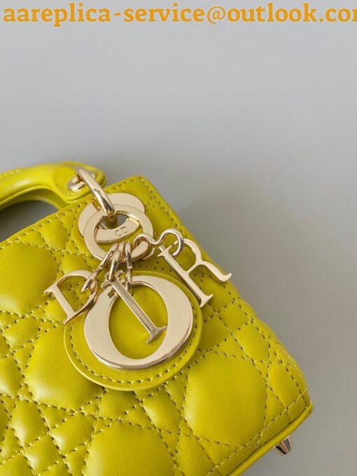 Replica Dior Lady Dior Micro Bag In Yellow Cannage Lambskin 9