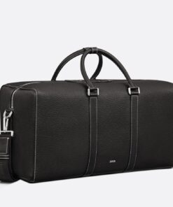 Replica Dior Lingot 50 Duffle Bag In Black Grained Calfskin