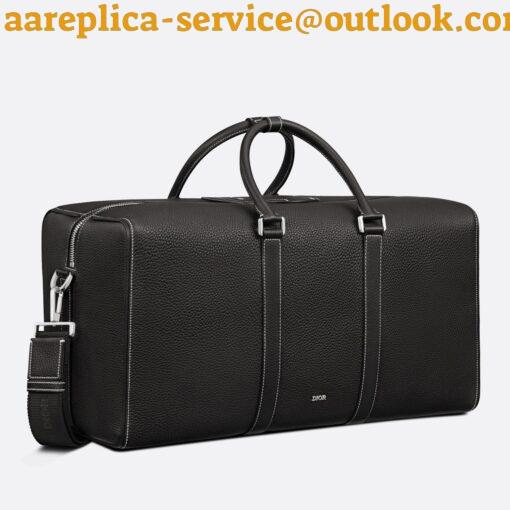 Replica Dior Lingot 50 Duffle Bag In Black Grained Calfskin