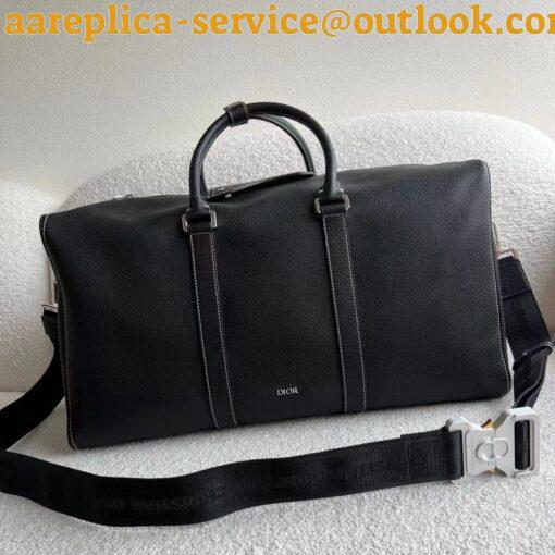 Replica Dior Lingot 50 Duffle Bag In Black Grained Calfskin 8