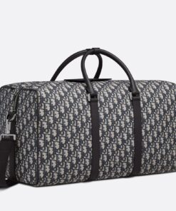 Replica Dior Lingot 50 Duffle Bag In Black Oblique Jacquard