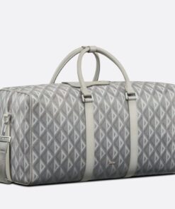 Replica Dior Lingot 50 Duffle Bag In Gray CD Diamond Canvas 2