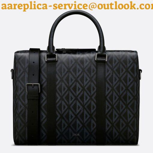 Replica Dior Lingot Briefcase in Black CD Diamond Canvas