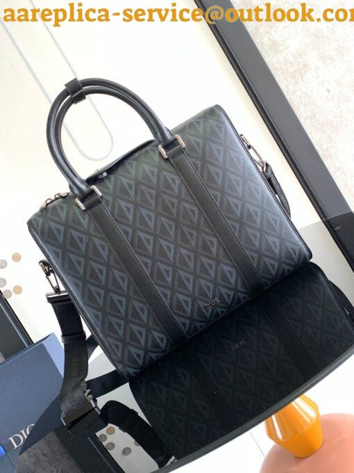 Replica Dior Lingot Briefcase in Black CD Diamond Canvas 7