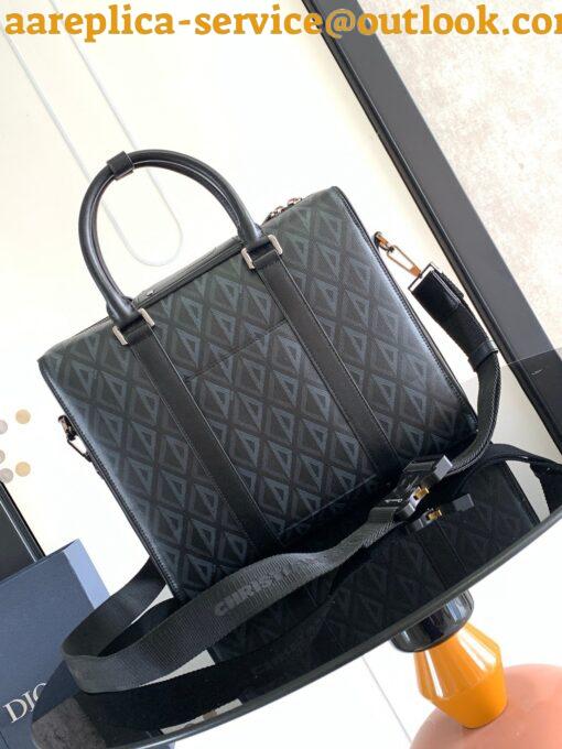 Replica Dior Lingot Briefcase in Black CD Diamond Canvas 8