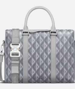 Replica Dior Lingot Briefcase in Grey CD Diamond Canvas