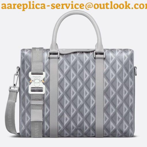 Replica Dior Lingot Briefcase in Grey CD Diamond Canvas