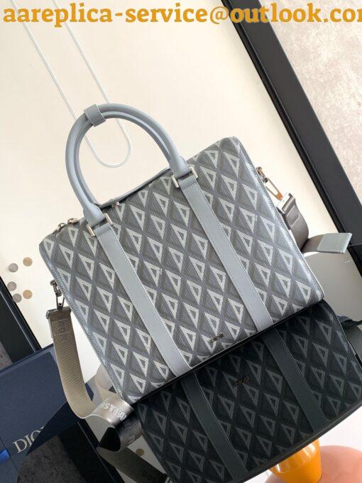 Replica Dior Lingot Briefcase in Grey CD Diamond Canvas 3