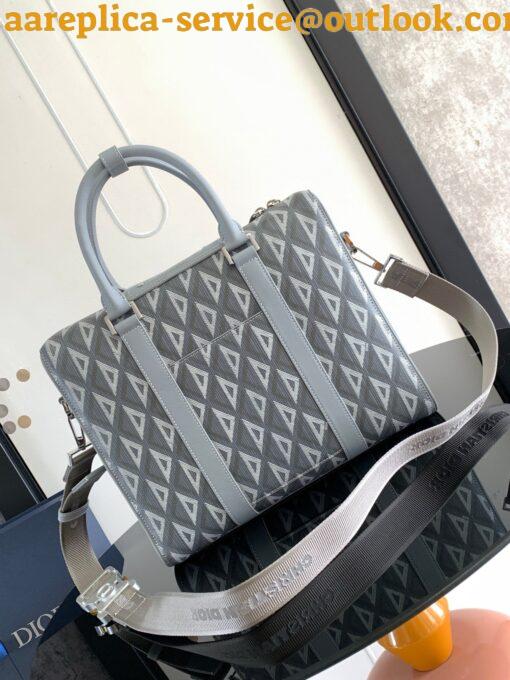 Replica Dior Lingot Briefcase in Grey CD Diamond Canvas 5