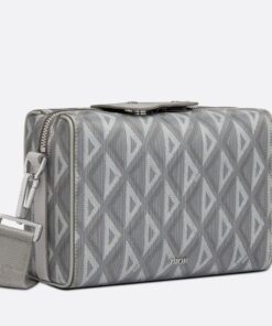 Replica Dior Lingot Messenger Bag In Gray CD Diamond Canvas 2