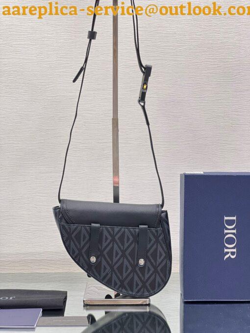 Replica Dior Men’s Mini Saddle Bag In Black CD Diamond Canvas 10