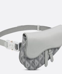 Replica Dior Men’s Mini Saddle Bag In Gray CD Diamond Canvas 2