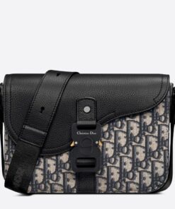 Replica Dior Men’s Mini Saddle Messenger Bag in Oblique Jacquard and Calfskin