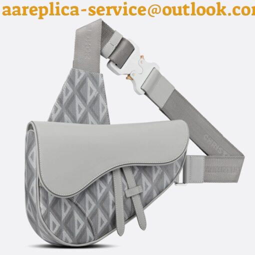 Replica Dior Men’s Saddle Bag In Gray CD Diamond Canvas