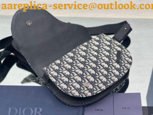 Replica Dior Men’s Saddle Pouch in Beige and Black Dior Oblique Jacquard 14