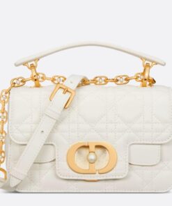 Replica Dior Mini Jolie Top Handle Bag in White Cannage Calfskin