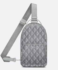 Replica Dior Mini Rider Sling Bag In Gray CD Diamond Canvas