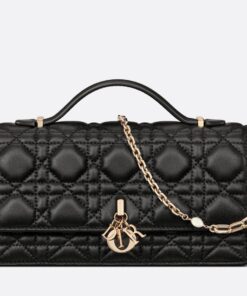 Replica Dior Miss Dior Mini Bag In Black Cannage Lambskin