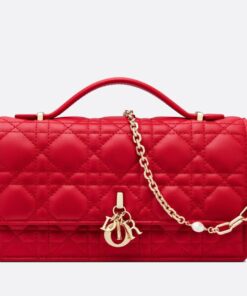 Replica Dior Miss Dior Mini Bag In Red Cannage Lambskin