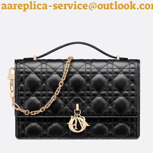 Replica Dior Miss Dior Top Handle Bag in Black Cannage Lambskin