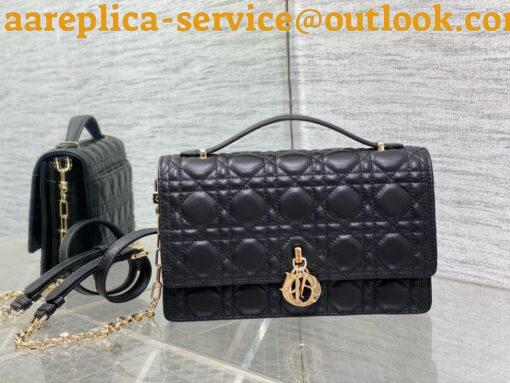 Replica Dior Miss Dior Top Handle Bag in Black Cannage Lambskin 7