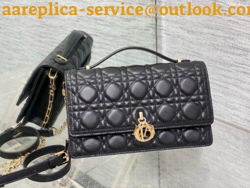 Replica Dior Miss Dior Top Handle Bag in Black Cannage Lambskin 9