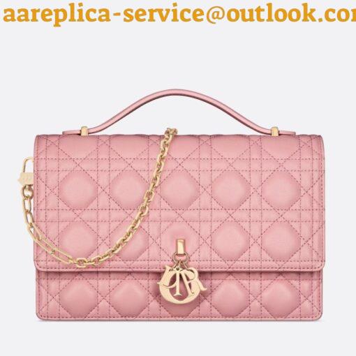 Replica Dior Miss Dior Top Handle Bag in Melocoton Pink Cannage Lambskin 2