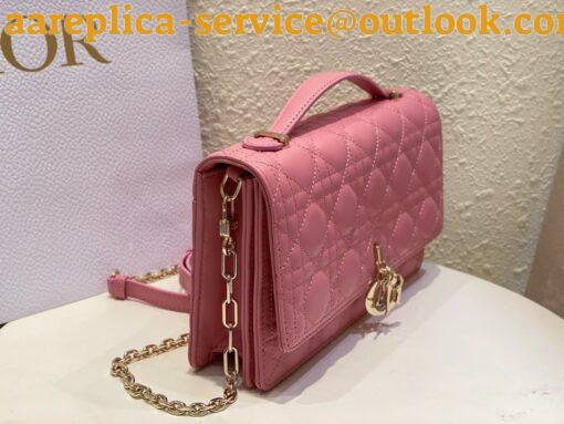 Replica Dior Miss Dior Top Handle Bag in Melocoton Pink Cannage Lambskin 3