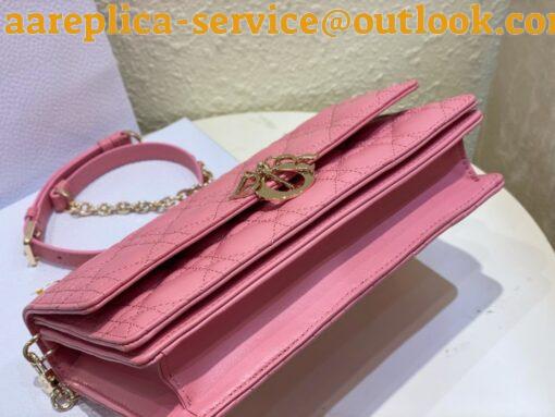 Replica Dior Miss Dior Top Handle Bag in Melocoton Pink Cannage Lambskin 5