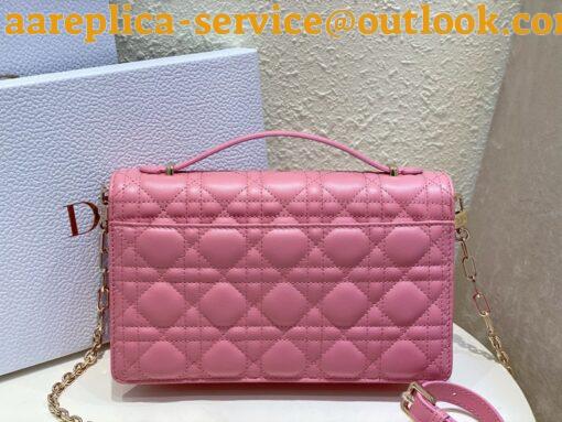 Replica Dior Miss Dior Top Handle Bag in Melocoton Pink Cannage Lambskin 6