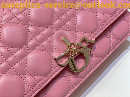 Replica Dior Miss Dior Top Handle Bag in Melocoton Pink Cannage Lambskin 11