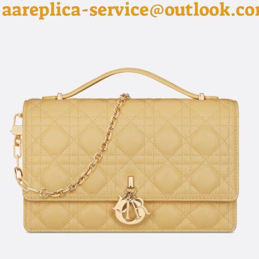 Replica Dior Miss Dior Top Handle Bag in Pastel Yellow Cannage Lambskin 2