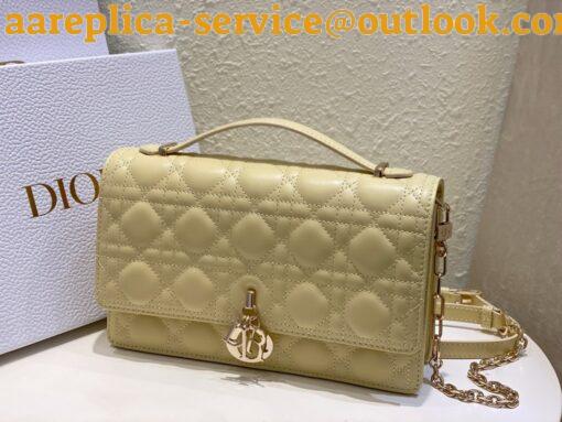 Replica Dior Miss Dior Top Handle Bag in Pastel Yellow Cannage Lambskin 3