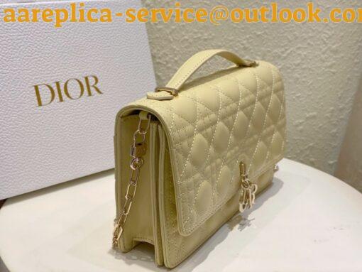 Replica Dior Miss Dior Top Handle Bag in Pastel Yellow Cannage Lambskin 5