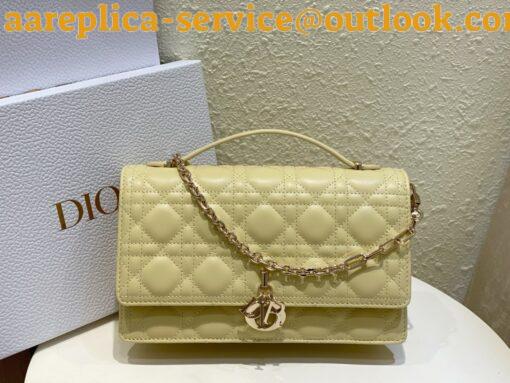 Replica Dior Miss Dior Top Handle Bag in Pastel Yellow Cannage Lambskin 10