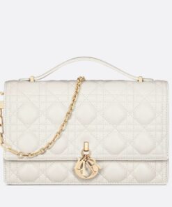 Replica Dior Miss Dior Top Handle Bag in White Cannage Lambskin