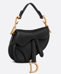 Replica Dior Saddle Micro Bag In Black Goatskin