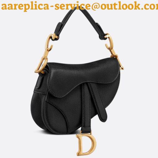 Replica Dior Saddle Micro Bag In Black Goatskin