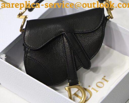 Replica Dior Saddle Micro Bag In Black Goatskin 3