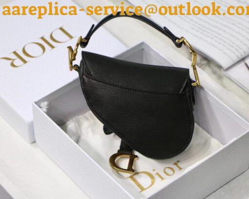 Replica Dior Saddle Micro Bag In Black Goatskin 4