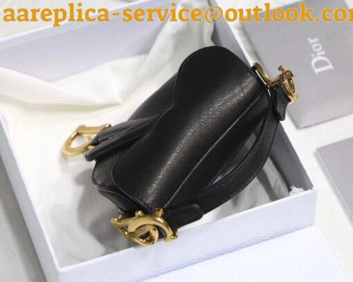 Replica Dior Saddle Micro Bag In Black Goatskin 7