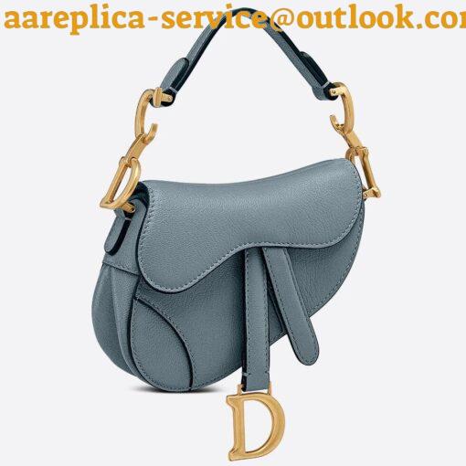 Replica Dior Saddle Micro Bag In Cloud Blue Goatskin